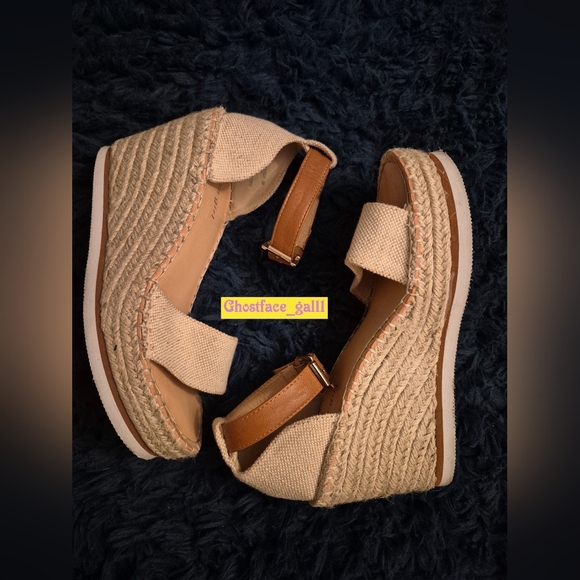 Madden Girl Shoes - Madden Girl Cream and Brown Wedge Espadrilles